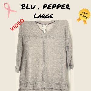 BLU PEPPER Loose Knit Tunic Beige Sweater LARGE